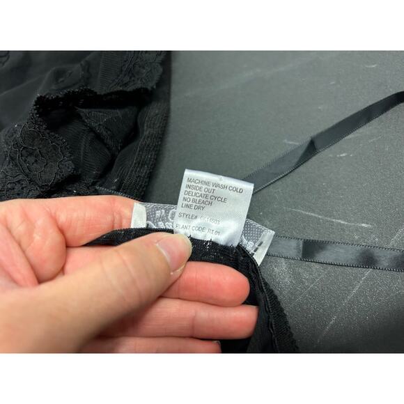 Seductive Wear by Cinema Etoile Sheer Black Paisley Pattern Sexy Slip Blouse L - Picture 6 of 6